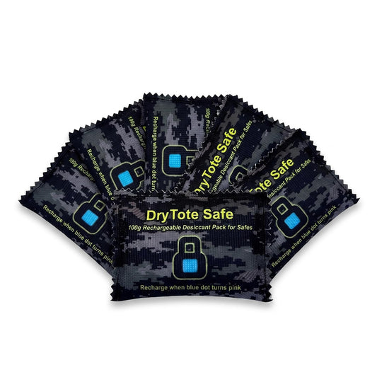 Gun Safe Dehumidifier, Rechargeable Silica Gel Desiccant Packs (5 x 100g), Color Indicating Moisture Absorber for Gun Safes, Ammo Cans, Cabinets & Valuables, Reusable, No Power Needed | Color-change moisture indicator, non-toxic beads, reusable for