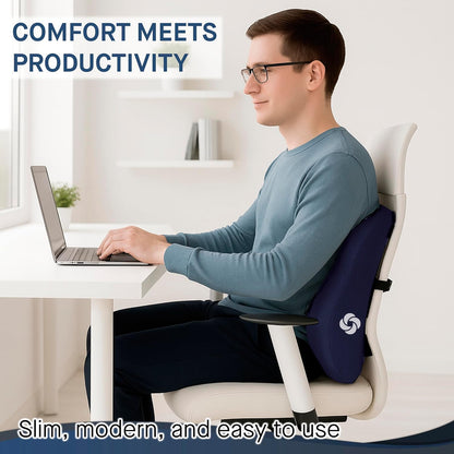 Samsonite Ergonomic Lumbar Support Pillow for Office Chair and Car Seat - Memory Foam Back Support Lumbar Pillow, Premium Cushion Chair Support for Lower Back Pain Relief and Versatile Use (Navy)