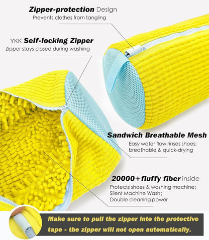 Shoe Washing Machine Bag,Laundry Shoe Bag for Washer and Dryer,Reusable Shoe Cleaning Bag for Sneakers,Tennis Shoes,With Self-locking Zipper, Microfiber Inside,Include Shoe Bag (Pro Grey - 1 Pack)