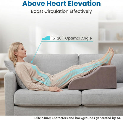 Leg Elevation Pillows for After Surgery, Ergonomic Memory Foam Wedge Leg Elevation Pillow Comfort Care for Back Knee Hip Ankles Pain, Knee Elevation Pillow for Injury, Rest Blue