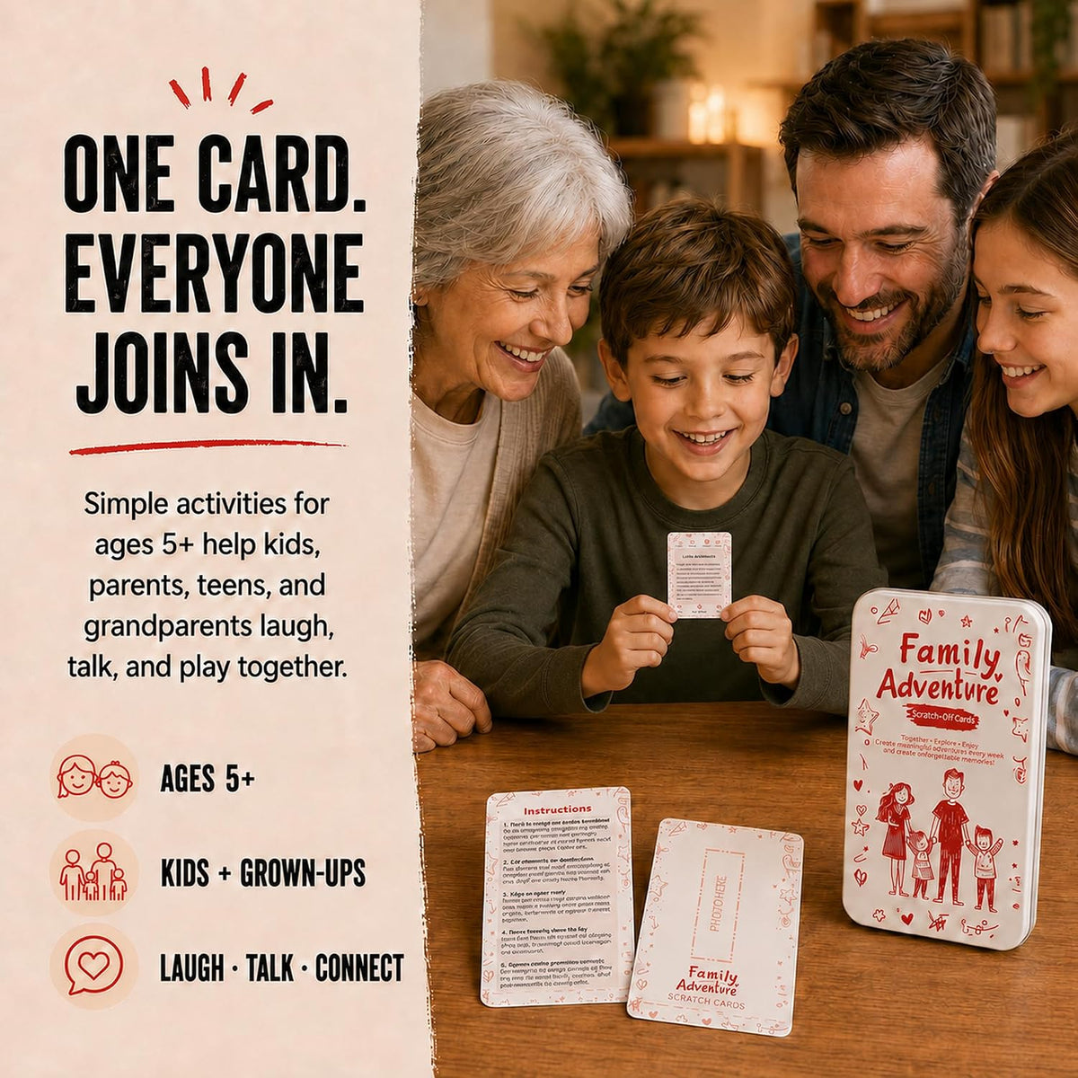 Family Activity Cards, 50 Screen-Free Scratch-Off Activities