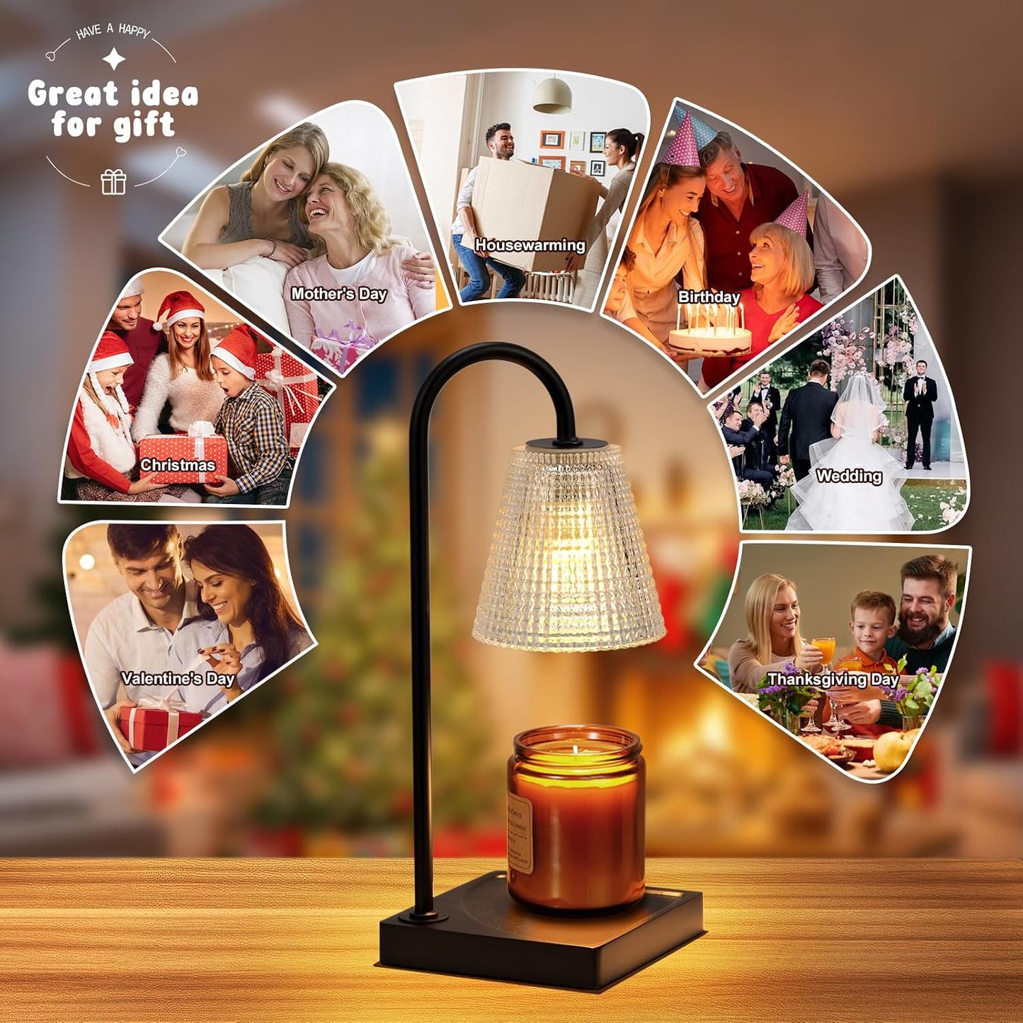 Hong-in Candle Warmer Lamp with Timer, House Warming Gifts New Home Decor | Dimmable & Adjustable Height, Electric Wax Warmer for Scented Wax Jar Candles,Gifts for Women Mom Sister