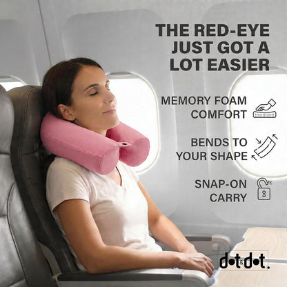 Dot&Dot Twist Memory Foam Travel Pillow, Bendable Neck Pillow for Airplane, Car and Home, 26-Inch Adjustable Roll with Washable Cotton Cover, Gray