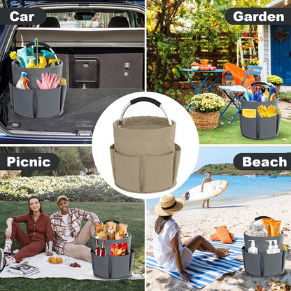 Cleaning Caddy with Handle, Cleaning Products Organiser, 17L Foldable Storage Basket, Cleaning Caddy Organiser, Portable Multi Cleaning Bucket Bag for Home, Garden (Black)