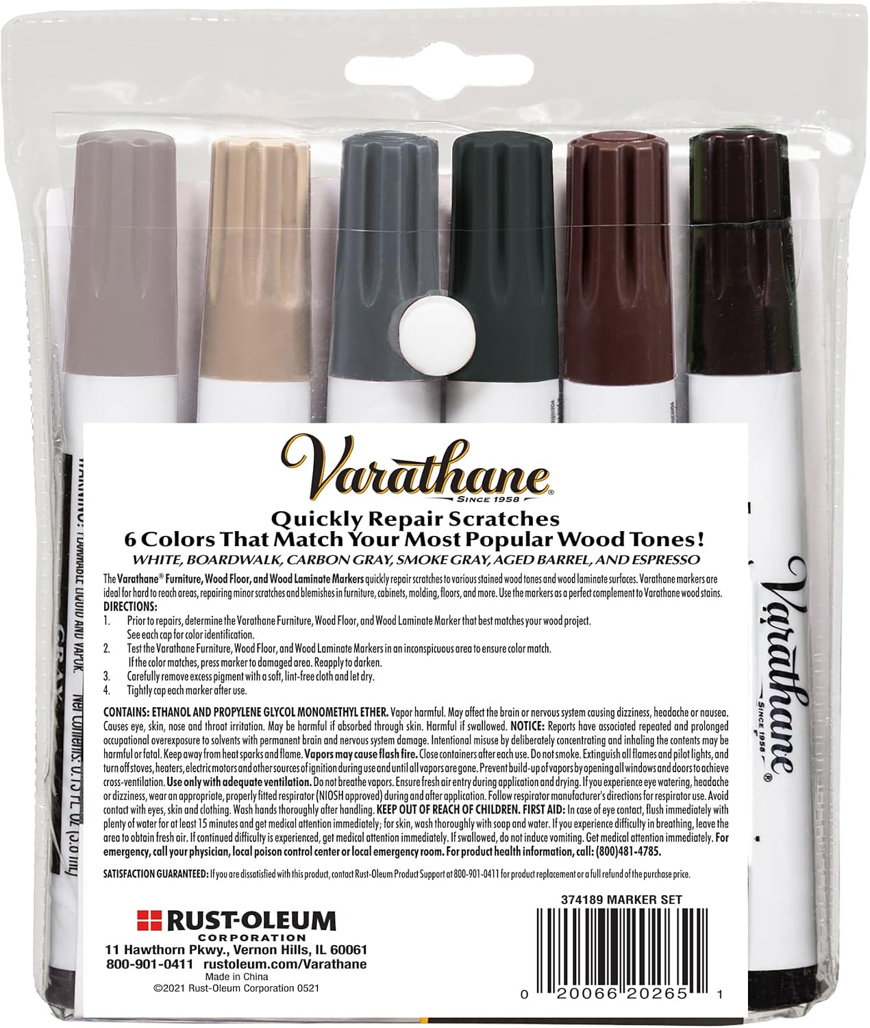 Varathane 347840 Wood Stain Repair Marker Kit, Assorted Warm Tones