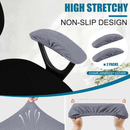 Smiry Office Computer Chair Armrest Covers, 2PCs Anti-dust Arm Rest Pad | Removable Washable Desk Chair Arm Pad Covers, Grey