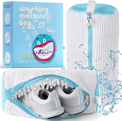 XXL Shoe Washing Machine Bag, Laundry Shoe Bag for Washer and Dryer, Laundry Shoe Bag Protect Sneaker, Running Shoes, Bras, Delicates and Toys, Includes 2 Shoes (White 1 Pack)