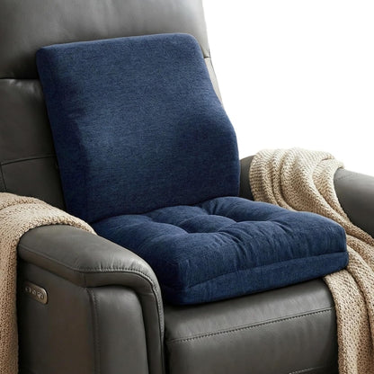 baibu Memory Foam Recliner Cushions with Lumbar Support Pillow Set for Elderly, 20x20x5 Inch Dual-Layer Design Non-Slip Recliner Seat Cushion & Back Support Pillow for Reduce Hip & Lumbar Pain, Brown