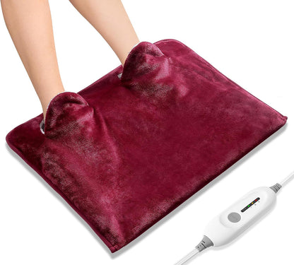 Electric Heated Foot Warmer Soft Flannel Foot Heater with 2h Auto Off & 3 Heat Levels Full Body Use Heating Pad for Feet, Abdomen, Cramps, Pain Relief Pocket Design 16" x 22" Light Grey
