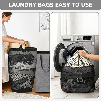 Goodpick 75L Laundry Basket with Wheels & Removable Wash Bag for Dorm | Rolling Laundry Basket with Handles for Dirty Clothes, Fodable Hamper for Laundry Room, Dorm Room Essentials, Grey
