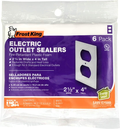 Frost King OS6H Foam Outlet and Switch Sealers, White, 2-1/2" x 4"