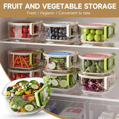 Fruit Vegetable Washing Bowl with Strainer, Multifunctional, Berry Lettuce Keeper for Fridge Refrigerator Organization, Portable Colander for Kitchen, Drainer Container With Lid, 2 Pack (Mix)