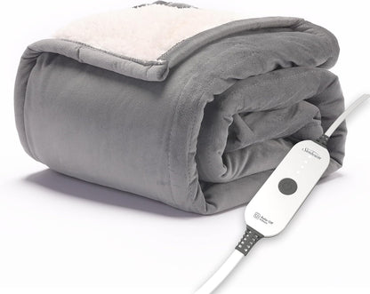 Sunbeam Electric Throw Royal Mink Sherpa Heated Blanket, 4 Heat Settings, 4-Hour Auto Shut-Off, Fast Heating, Luxurious and Ultra Comfy, Cabernet Color, 50" x 60"
