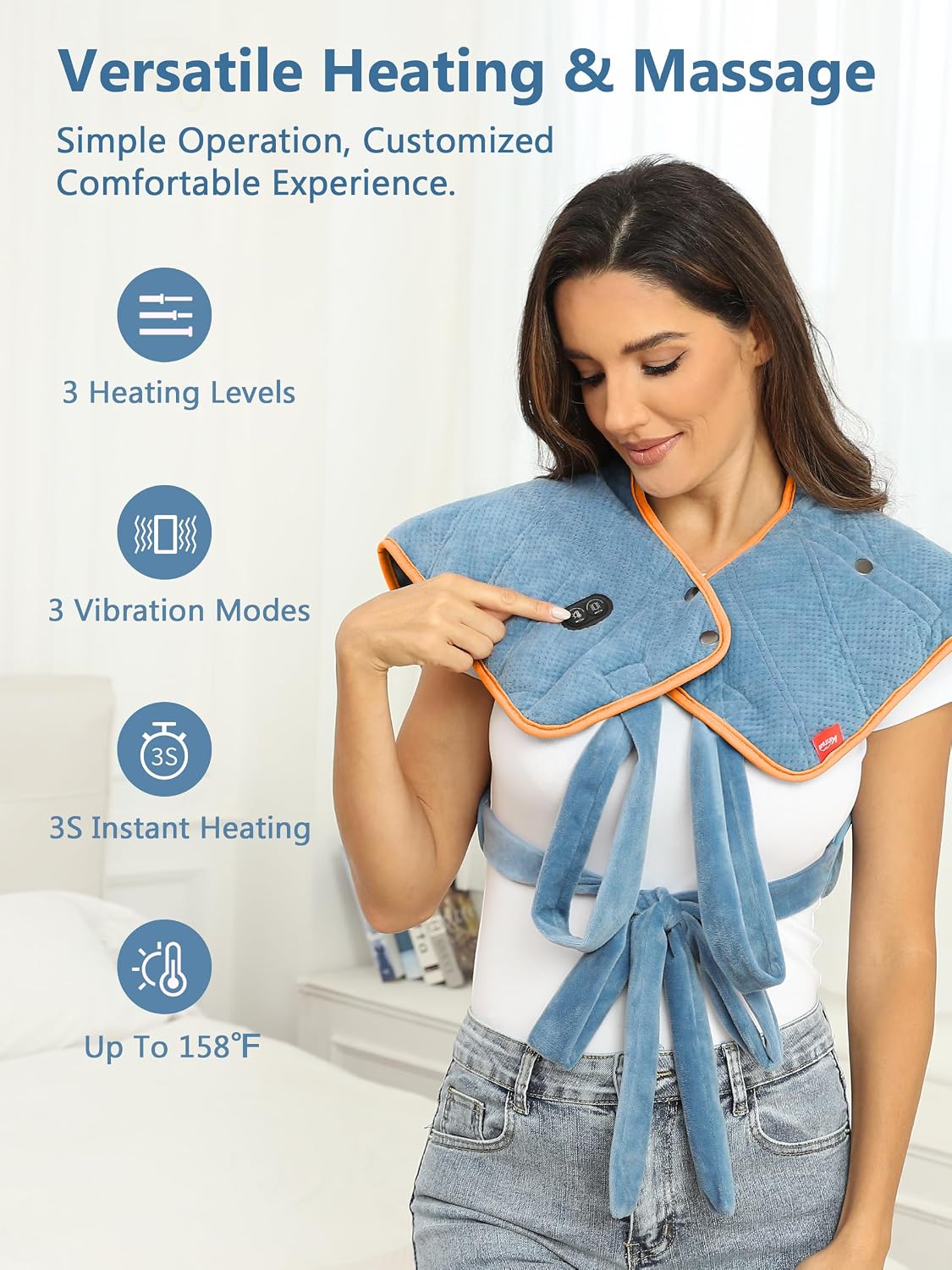 Portable Cordless Heating Pad with Battery,Weighted Rechargeable Heat Pad