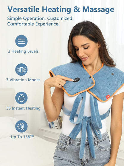 Portable Cordless Heating Pad with Battery,Weighted Rechargeable Heat Pad