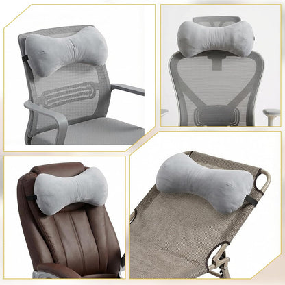 1Pc Neck Headrest Pillow for Recliner Armchairs, Bone Shaped Chair Head Cushion Plush Curve Cervical Roll Pillow with Adjustable Strap for Sleeping Neck Support Pain Relief Car Airplane Travel