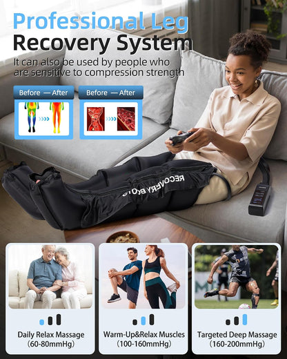 YINGGG Air Leg Massager with Compression: Professional Full Compression Boots with Adjustable 9 Intensities, Leg Massager for Circulation and Fatigue Relief for Post-Workout(Large)