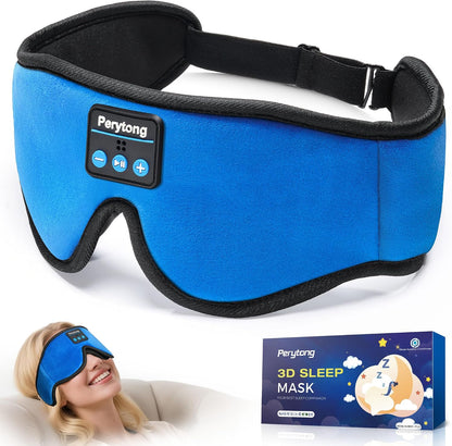 Perytong Sleep Mask with Bluetooth 5.4 Headphones, Wireless Music Sleep Eye Mask for Side Sleepers, 3D Contoured Comfort & Built-in HD Stereo Earphones, Blackout for Travel (Peach Pink)