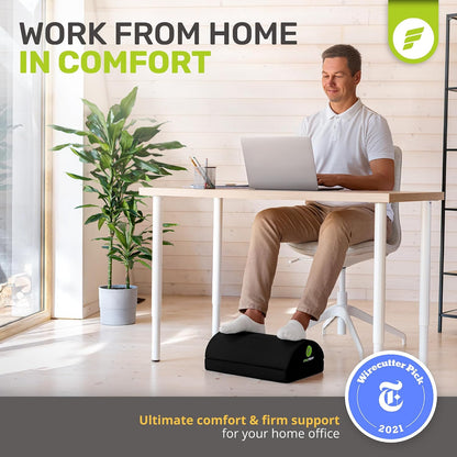 ErgoFoam Foot Rest for Under Desk at Work Adjustable - Chiropractor-Endorsed, High-Density Foam, Velvet (Black)