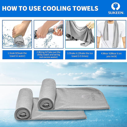 Sukeen Cooling Towels 6 Pack (40"x12"), Cooling Neck Wraps, Ice Towels, Microfiber Breathable Cooling Towel for Hot Weather, Sweat Towel for Gym, Sport, Running, Golf, Workout, Camping, Fitness