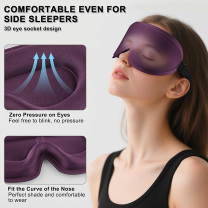 2 Pack Sleep Mask for Side Sleeper, Complete Light Blocking 3D Sleeping Eye Mask, Soft Breathable Eye Cover for Women Men, Travel, Nap, Relaxing Zero Pressure Night Blindfold (Pink+Purple)