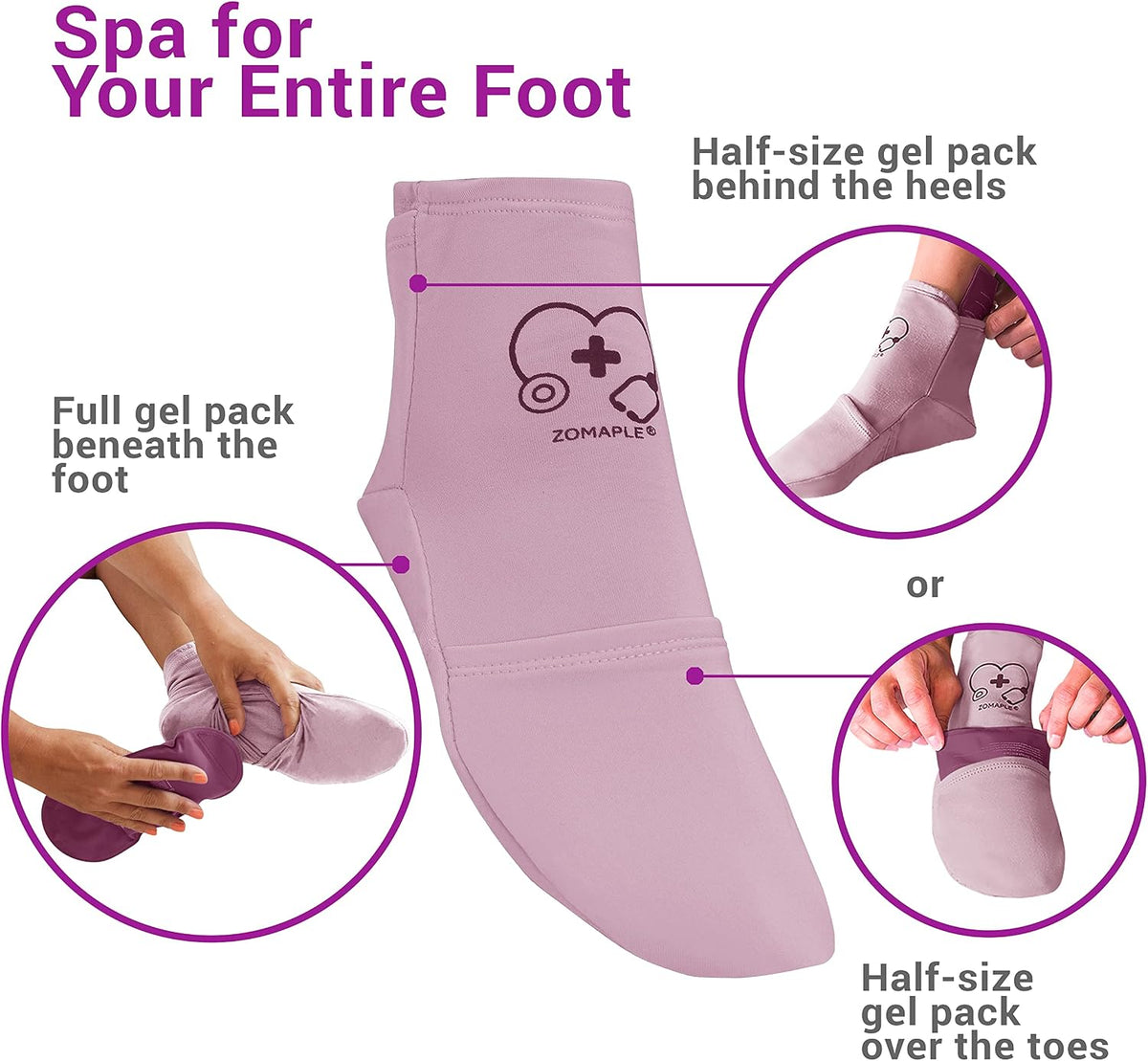 Zomaple Cold Therapy Socks, 2 Gel Packs for Neuropathy & Hot Feet Comfort
