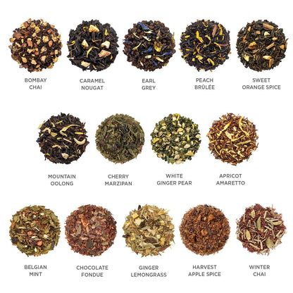 Tea Forte Single Steeps Tea Sampler, Lotus, 15 Pouches | 15 Single Serve Loose Leaf Bags - Premium Handcrafted Tea Blends - Giftable Presentation Box