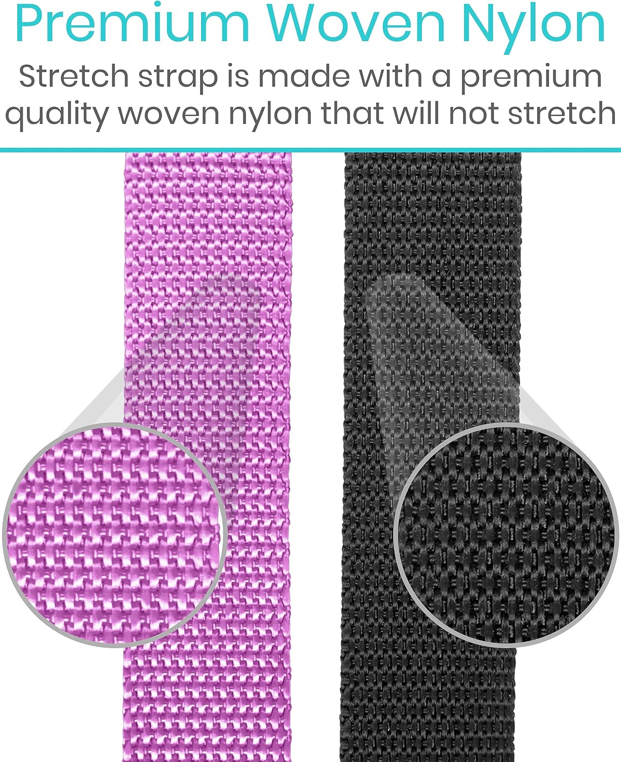 Vive Stretch Strap (75" - 10 Loops) - Leg Stretch Band to Improve Flexibility - Stretching Out Yoga Strap - Exercise and Physical Therapy Belt for Rehab, Pilates and Gymnastics with Guide Book
