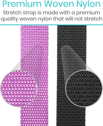 Vive Stretch Strap (75" - 10 Loops) - Leg Stretch Band to Improve Flexibility - Stretching Out Yoga Strap - Exercise and Physical Therapy Belt for Rehab, Pilates and Gymnastics with Guide Book