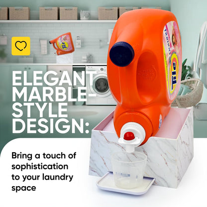 TidyFriend No-Spill Liquid Laundry Detergent Dispenser Holder, Laundry Soap Dispenser Holder with Drip Tray for Laundry Room Organization, Angled Downward Slope for Easy Pouring (No Strap, Ivory)