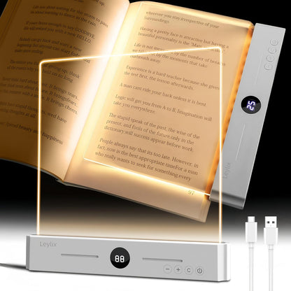 XL LED Flat Book Light for Reading at Night in Bed, Matte Pink | Eye-Caring Page Illuminator 3 Color Temperatures Stepless Dimmable USB Rechargeable, Portable Flat Panel Lamp with Soft