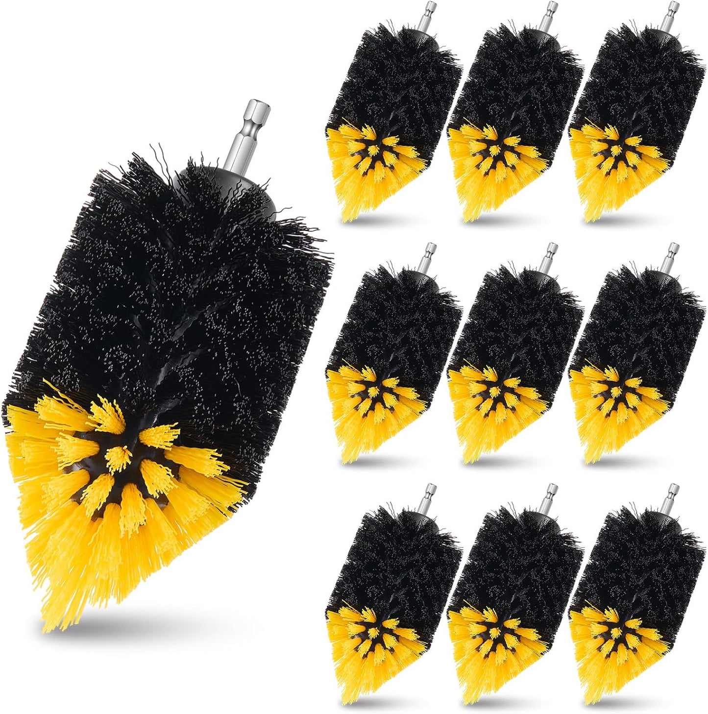 10 Pack Tile Corner Drill Brush Heads Bulk, 1/4 Inch Hex Shank Nylon Drill Brush Attachments for Grout Shower Door Tracks Bathroom Kitchen Bathtub Sink Tiles Corner Cleaning