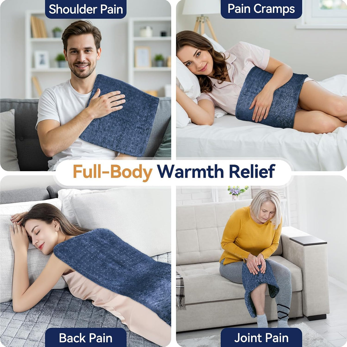 Heating Pad for Back, 17 x 33 in,9 Heat Settings,4 Timer, Gray