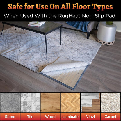 Portable Heated Floor Mat, Small (22x34 inches) Fits under a 2' x 3' Rug, Foot Warmer Under-Rug Pad for Heated Rug, Electric Radiant Floor Heater for Area Rugs