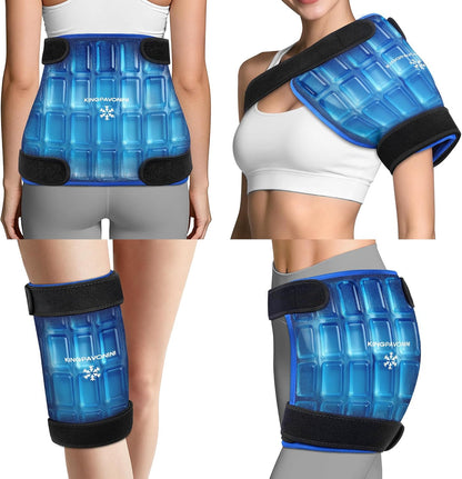 KingPavonini Soft Large Ice Pack for Injuries Reusable with Straps, 11"x15"