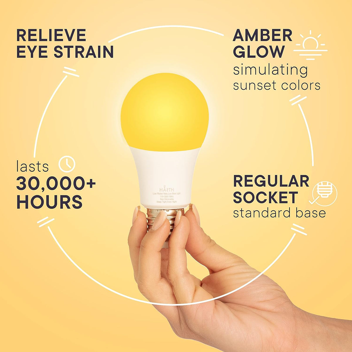 Amber Light Bulbs for Sleep I 1800K Warm Light Bulbs for Bedside Lamp I 7 Watt E26 Led Bulb (60W Equiv) Orange Led Lights for Bedroom Soft Warm Lighting I Dim Night Light for Kids Room Warm Light Lamp