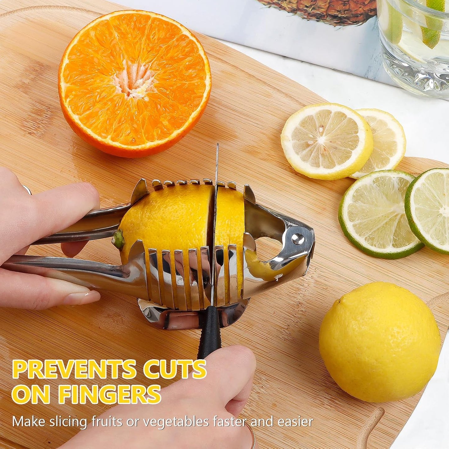 KAYCROWN Tomato Slicer Lemon Cutter Holder for Slicing, Stainless Steel Onion Slicer Holder for Slicing, Vegetable Cutter for Tomato, Lemon