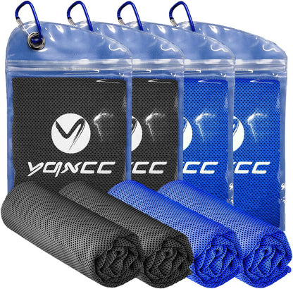 YQXCC 4 Pack Cooling Towels (47"x12"), Ice Cool Towels for Neck & Face | Soft Breathable Microfiber, Instant Cooling Neck Wraps, Ideal for Yoga, Golf, Gym, Running, Camping & Hot Weather