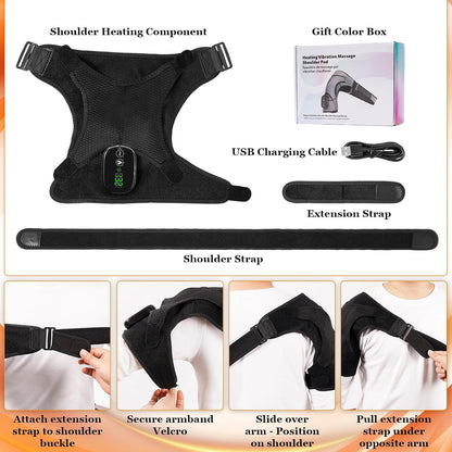 Shoulder Heating Pad with Massager,Rotator Cuff Shoulder Pain Relief,Black