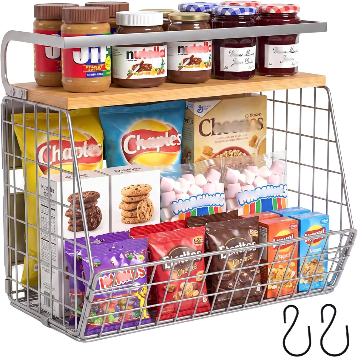 Ofiray-home Magnetic Shelf for Fridge with Wood Lid, Fruit Potato and Onion Storage Bins, Pantry Organizers & Storage, Large Container Magnetic Spice Rack for Refrigerator, Kitchen Counter, Cabinet
