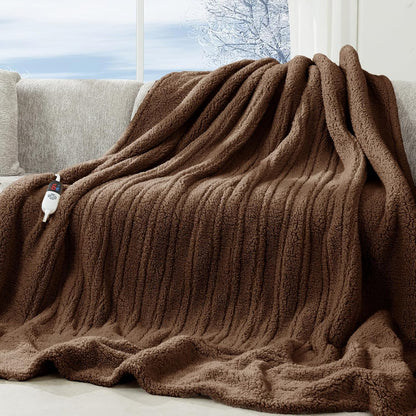 Heated Throw Blanket 50"X60", Soft Sherpa, 4 hrs Auto Shut Off