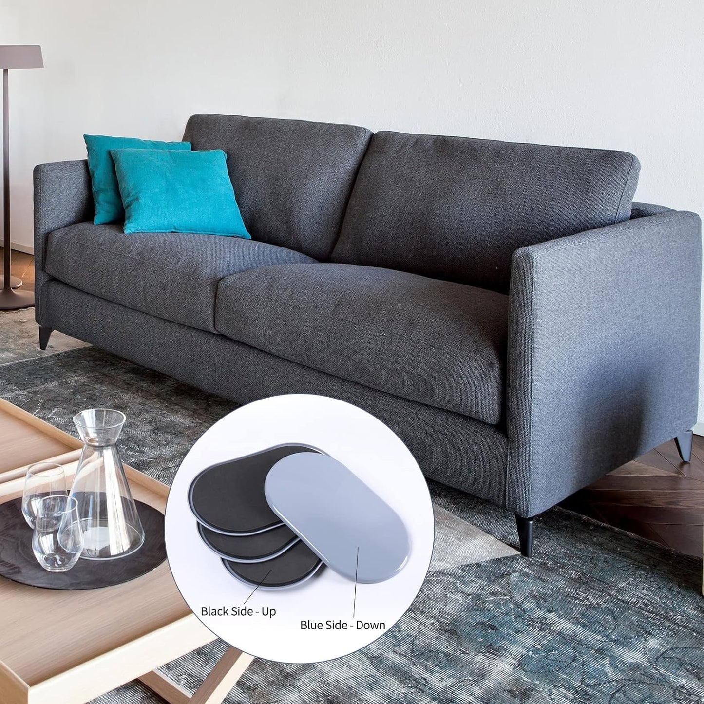 Reusable Large Furniture Movers Sliders for Carpet and Hardwood Floors-8 Pack 9-1/2" Oval Moving Pads Protector for Heavy Duty Sofa Bed Table Desk,Quickly and Easily Move Any Item, Beige