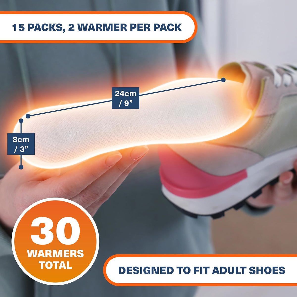 Bramble Insole Foot Warmers for Feet 5/15/30 Pair - Up to 10 Hours of Heat, All-Natural Odorless Air-Activated Warmers