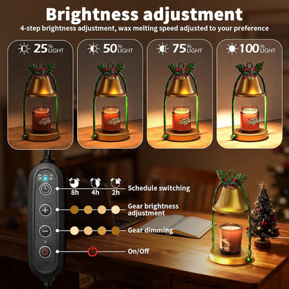 Flower Candle Warmer Lamp,Adjustable Timer & Dimmer(Black2) | Adjustable height fits jars. Timer & dimmer safe melt. 2 bulbs & heat-proof base. Perfect for bedroom, office, or gifting.