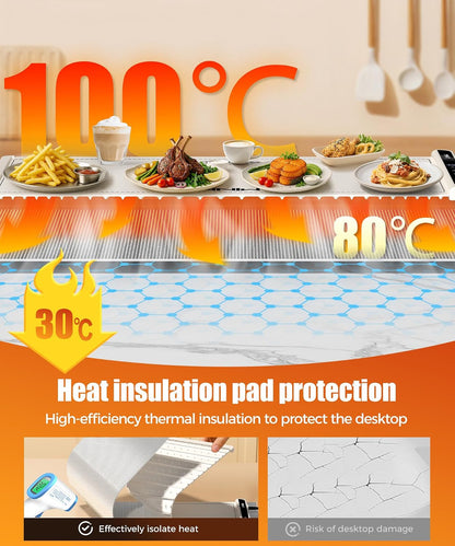 Warming Mat for Food, 26x15 Inch, Off White, Fast Heat, Child Lock