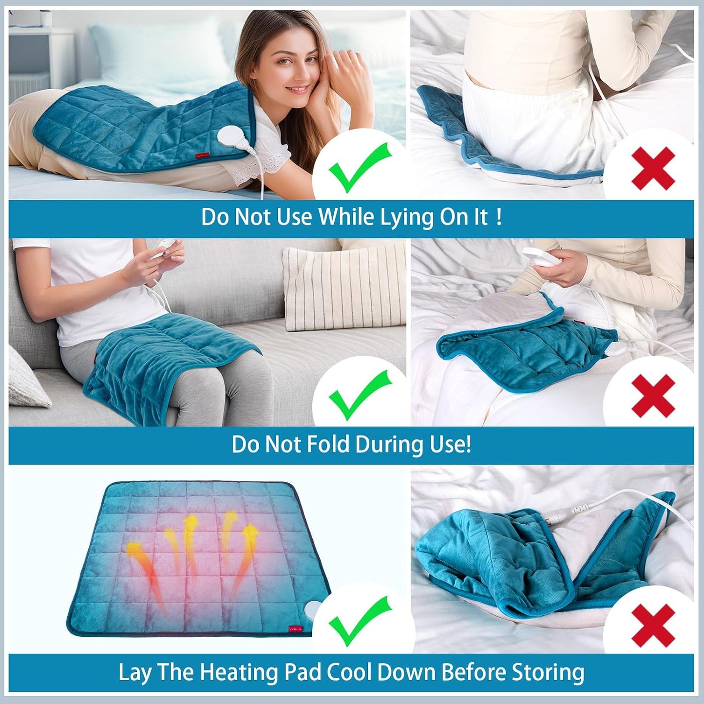 Comfytemp Weighted Heating Pad for Back & Period, FSA Eligible Electric Heat Pad, Birthday Gift for Women Men Mom Dad & Father Day Gifts, 2.2 lb HSA Neck Shoulder Heated Pad, 2H Auto-Off, 12x24, Blue
