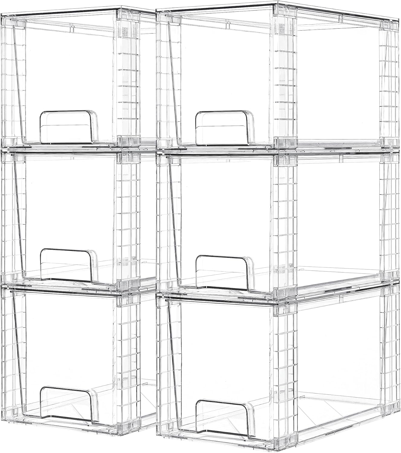 Vtopmart 4 Pack Large Stackable Storage Drawers, Clear | Easily Assemble Bathroom Closet Undersink Organizers and Storage Kitchen Cabinets,Pantry,Makeup,Medicine Organization