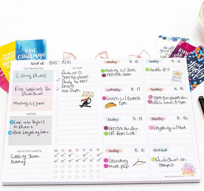 bloom daily planners Horizontal Weekly Magnetic Meal Planning Pad for Fridge with Tear-Off Grocery Shopping List - Hanging Food/Menu Organizer Notepad with Magnets - 8.5” x 11” - Lemons