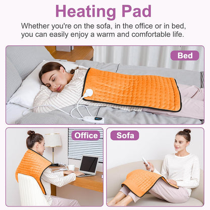 Heating Pad,Heated Blanket,Heating Pad for Back Neck,Grey,24x12 Inch | Electric Heating Pad,Dry/Moist Heat Heating Pads,Heating Pads for Shoulder,Abdomen,Heat Pad for Women Men,Birthday Gift