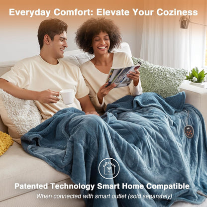Beautyrest Reversible Heated Throw - Plush Sherpa Heating Blanket, Grey